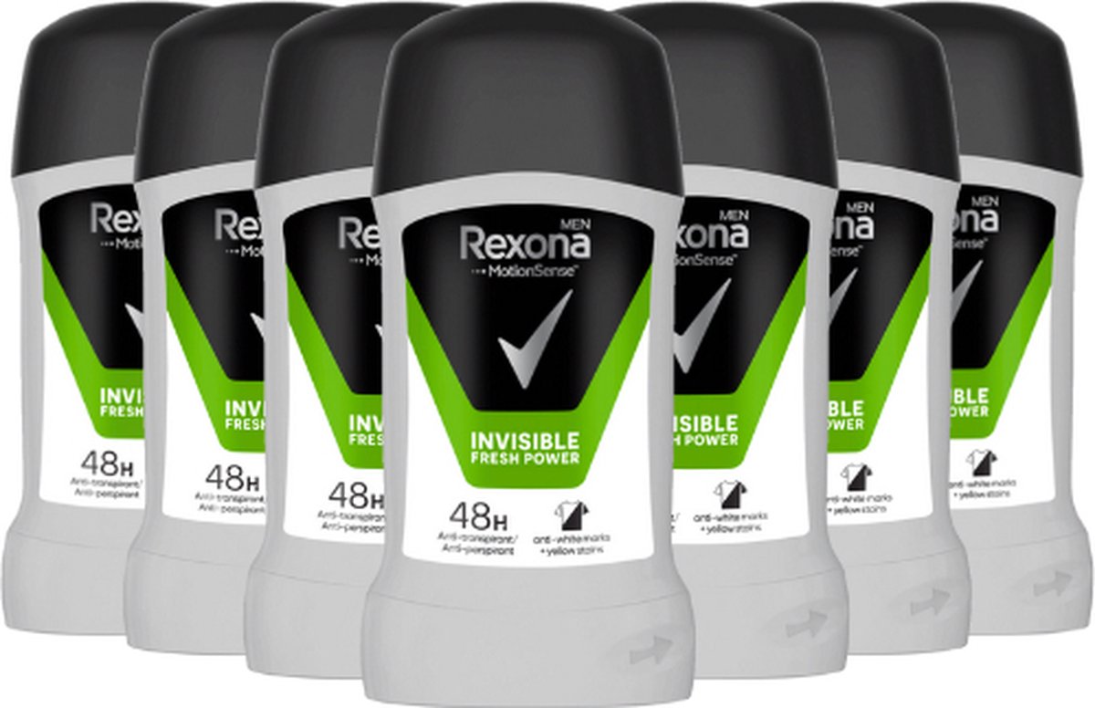 Goedkoopste Rexona Men Motion Sense Deodorant Invisible Fresh Power - 7x 50ml - 48H Frisheid en Bescherming - Voor de Man die Geen Compromissen Sluit - Deodorant Man Voordeelverpakking