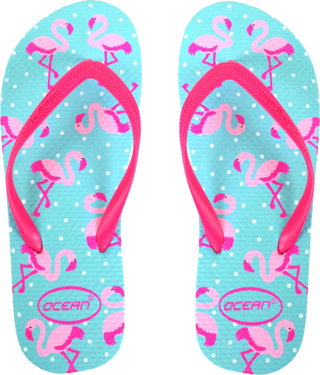 Flamingo slippers blauw - maat 38