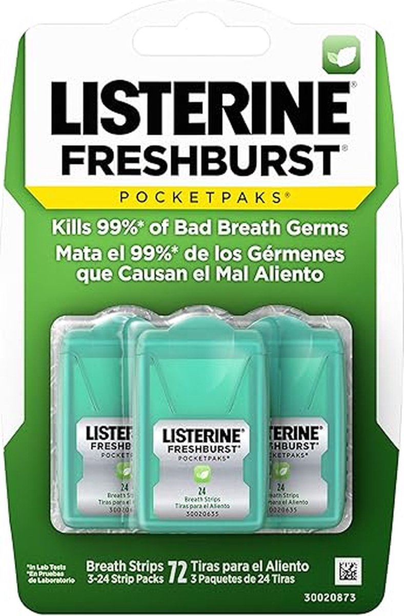Bol.com Listerine CoolMint Pocket Paks - 2 Stuks - Fresh Burst - Strips Tegen Slechte Adem - Voordeelset - Geen Mondwater Nodig aanbieding