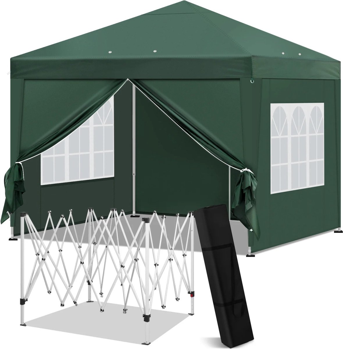 MartiCo® Opvouwbaar Tuinhuisje - Waterdicht - Oxford Doek - Pop-Up - 300x256x300CM - Inclusief ventilatie - Groen