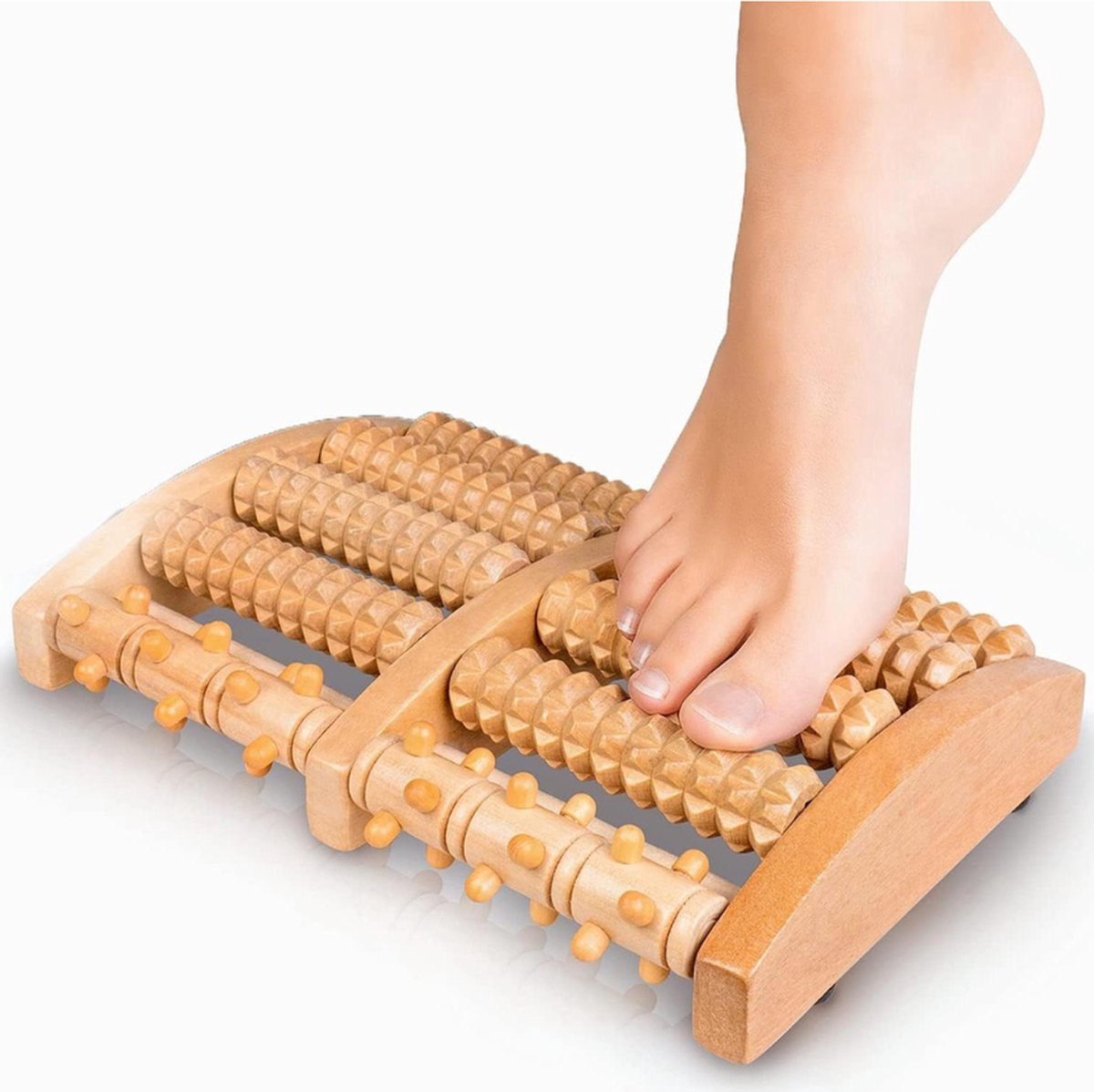 Goedkoopste Houten voetroller voor voetmassage - verlicht plantaire fasciitis en voetpijn - 10 rolletjes voor thuis en op kantoor Voetmassage