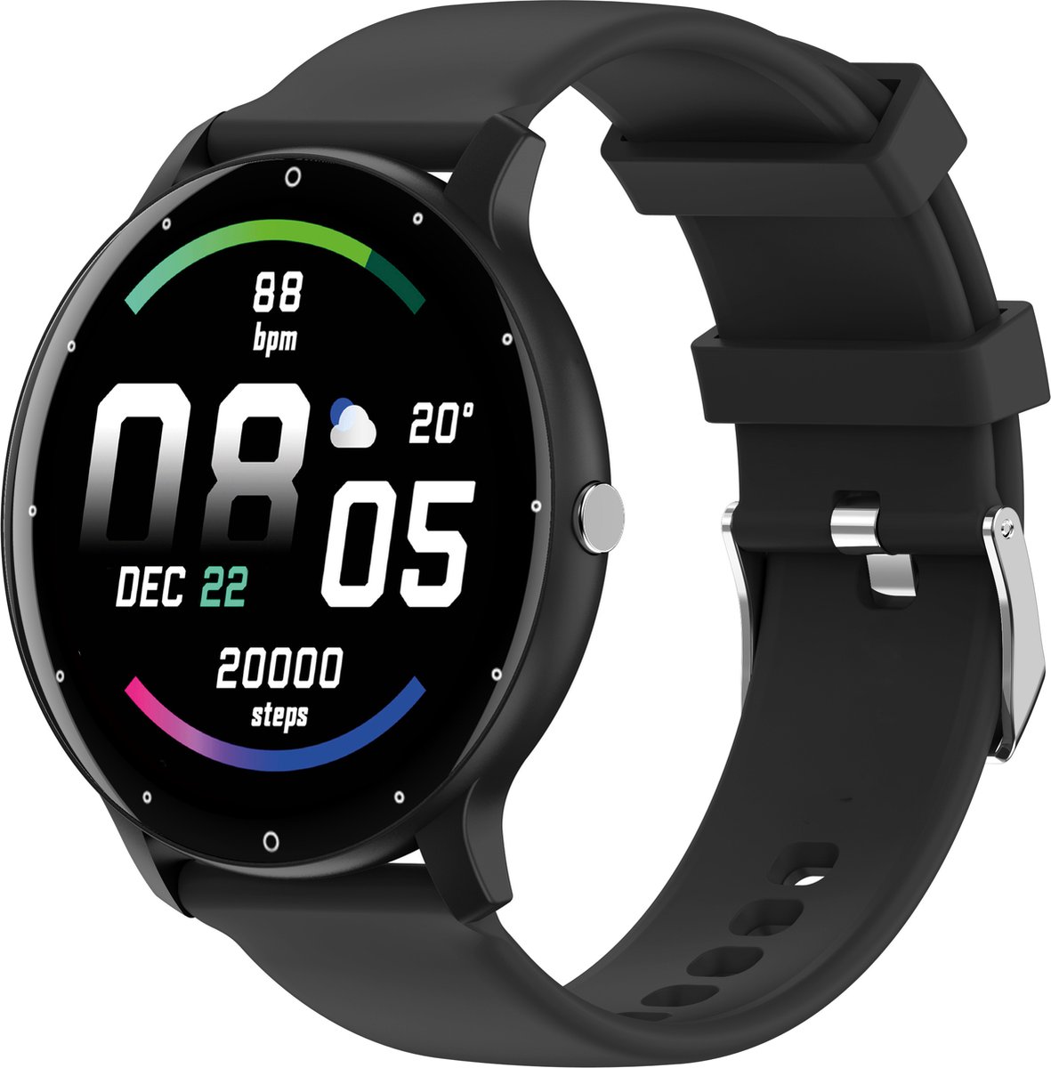 Royal Supplies SQ-33 Smartwatch - Smartwatch Heren - Smartwatch Dames- HD Touchscreen - Horloge - Stappenteller - Bloeddrukmeter - Saturatiemeter - IOS & Android -Screenprotector- Black