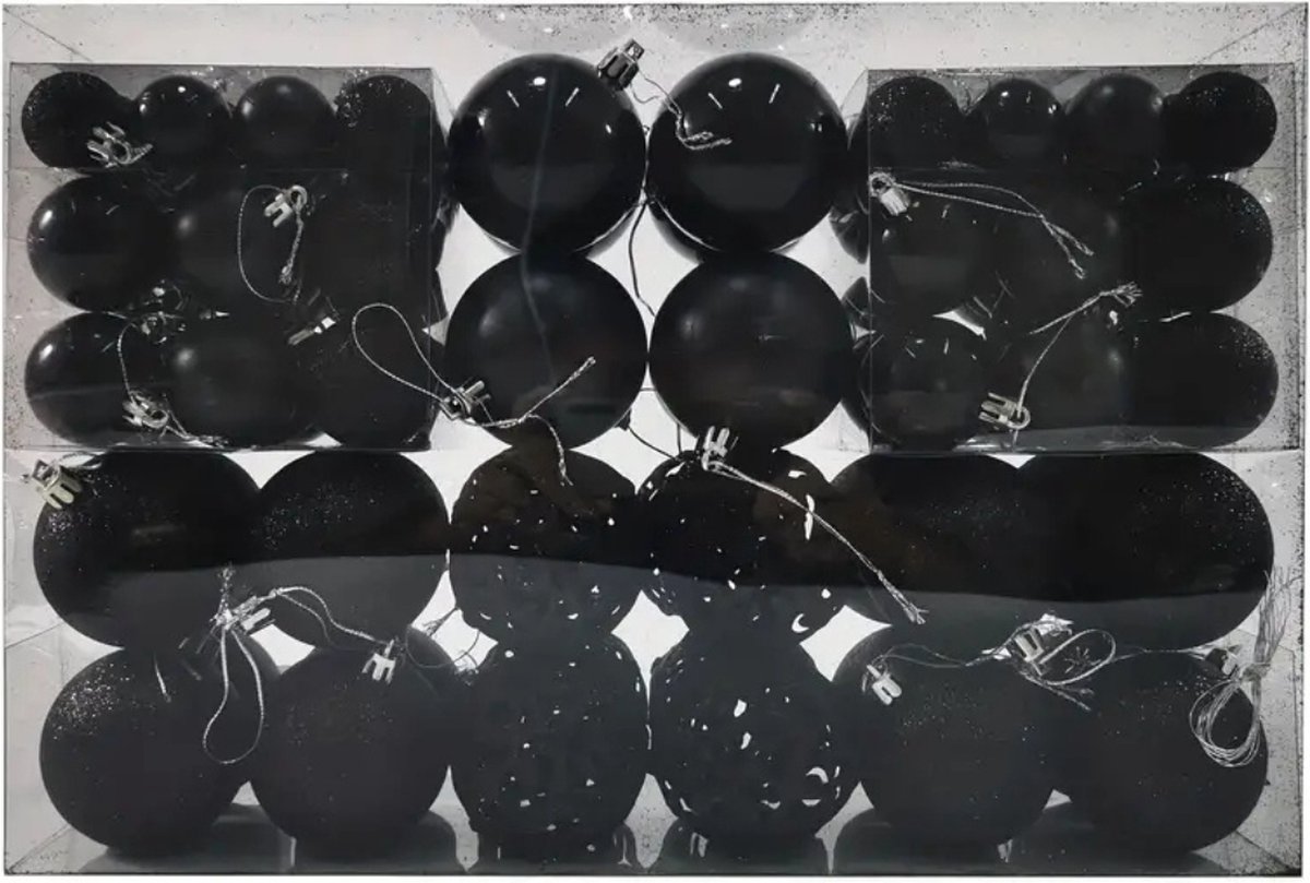 Bovista Kerstballen - Kerstversiering - Plastic - Zwart - Kerstballenset - 100 stuks