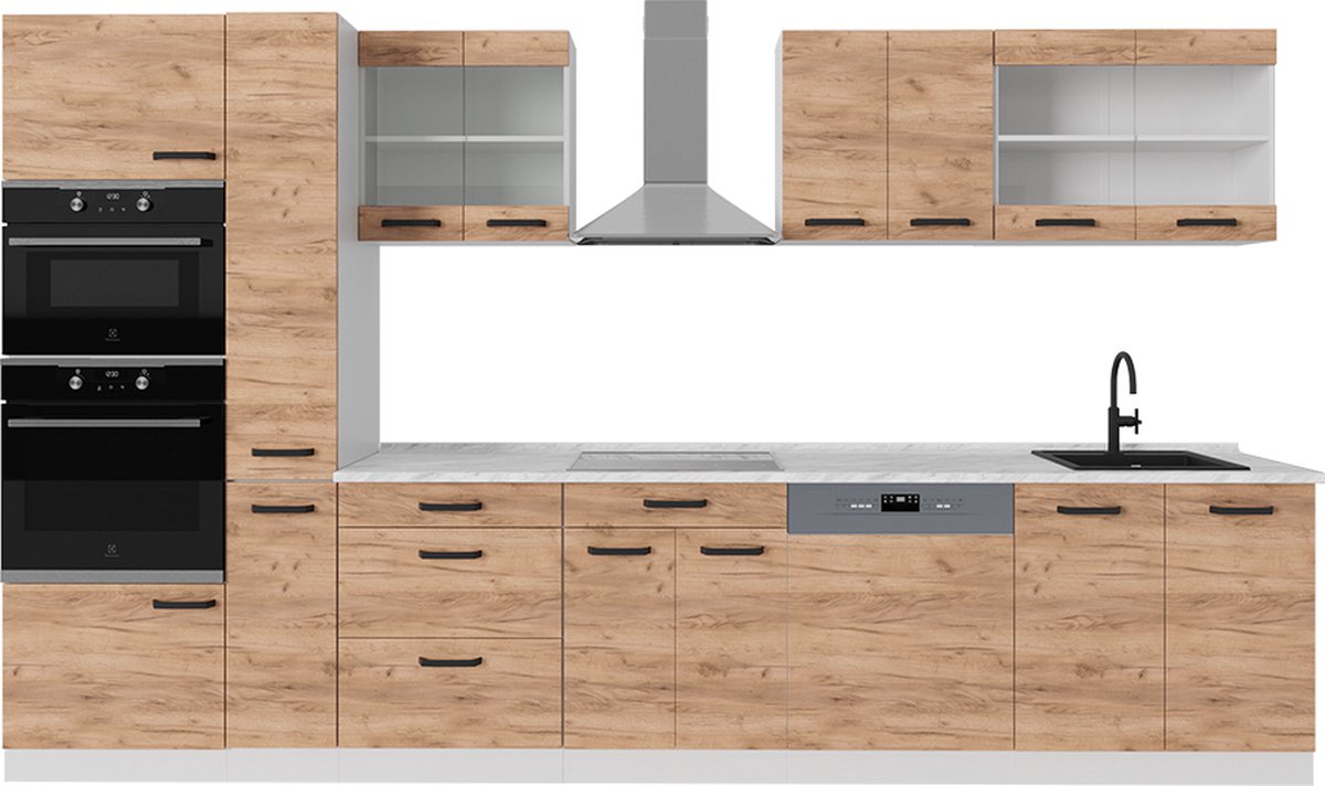 Vicco R-Line Keukenblok – 350 cm WB Eik Eik goud/wit