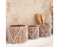 Large Zeegrasmand ORIS | Ronde bloemenmand | Geweven Boho-mand | Plantenmand | Plantenbak | Macramé mand