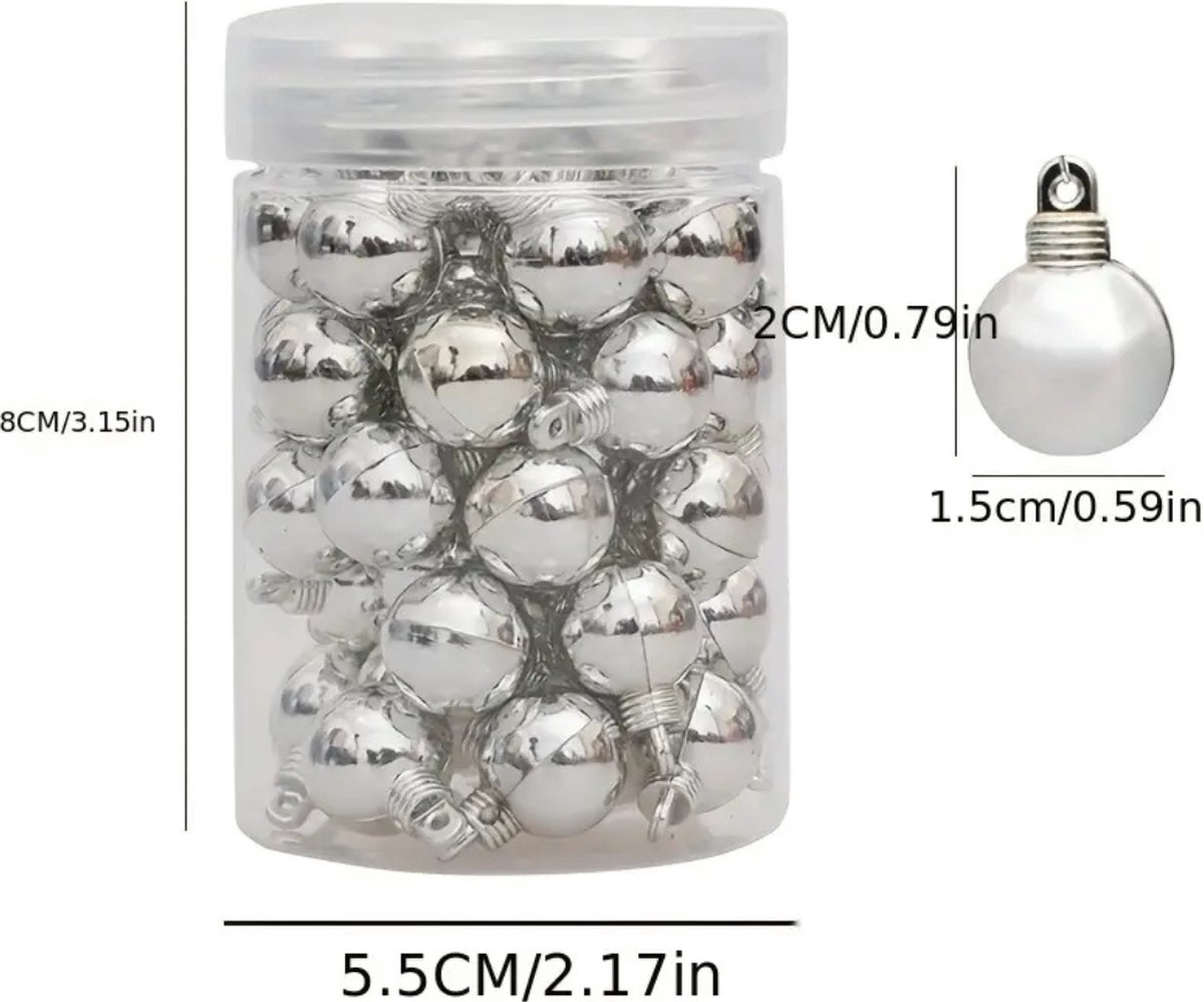 Mini kerstballenset van Bovista in zilveren plastic - 48 stuks