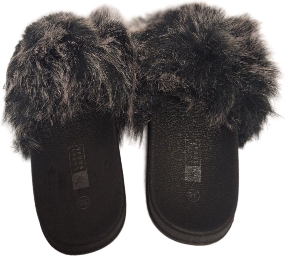 LUCKYSHOES -FLUFFY SLIPPER-VOETBED-ANTISLIP ZOOL