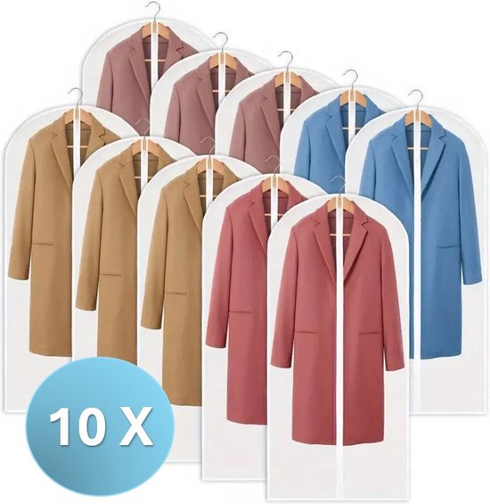 MeubelsvanJoep housse à vêtements 10 pièces transparente - Sac de rangement 60 x 120cm - Housse à vêtements avec fermeture éclair - Sac de rangement pour robe de mariée