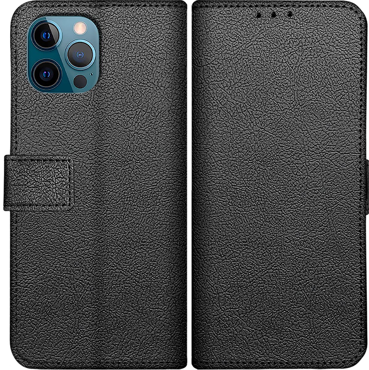 Cazy hoesje geschikt voor iPhone 13 Pro Hoesje met Pasjeshouder - Bookcase Classic - Zwart