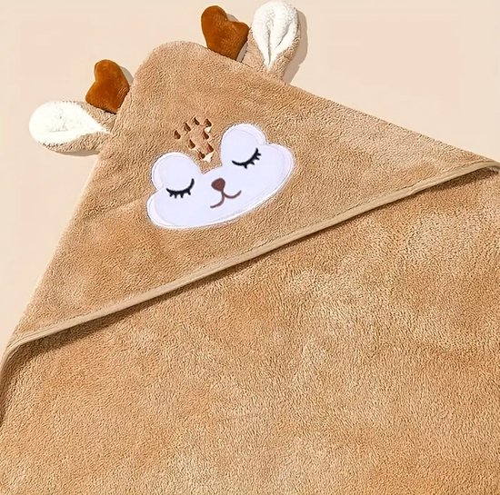 Kinderhanddoek Badponcho - 0 tot 3 jaar - Eland Bruin - Badjas met Capuchon - Sneldrogend & Warm - Voor Zwembad, Strand, Bad en Peuters van Merkloos — afbeelding 4