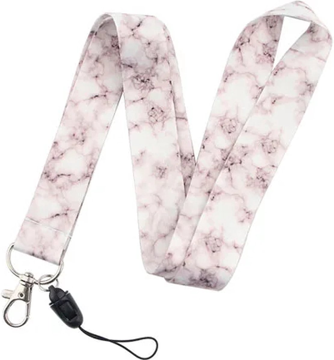 Travel Cords - Keycord Pink Marble - stevig lanyard - sleutelhanger - sleutelkoord - met telefoonkoord - sleutels
