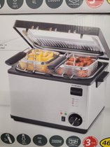 SILVERCREST KITCHEN TOOLS RVS grote friteuse - 2 vakken - grote mand: ca. 3,1 l, kleine mand: ca. 1,4 l