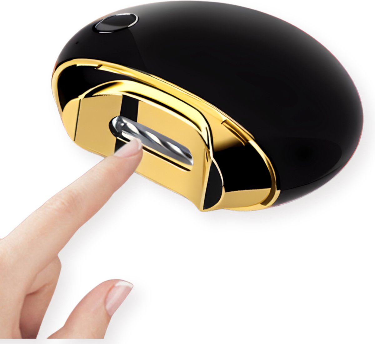 Goedkoopste Elektrische Nagelknipper Zwart/Goud, Trimmen en Vijlen in één, Elegant en Minimalistisch, Voor alle leeftijden
