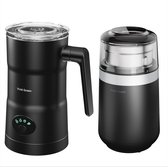 Melkopschuimer met Schenktuit - Elektrisch - 4-in-1 - Melkopschuimers - Melkschuimer Voor Melk - Milk Frother - Zwart - Met een Koffiemolen elektrisch