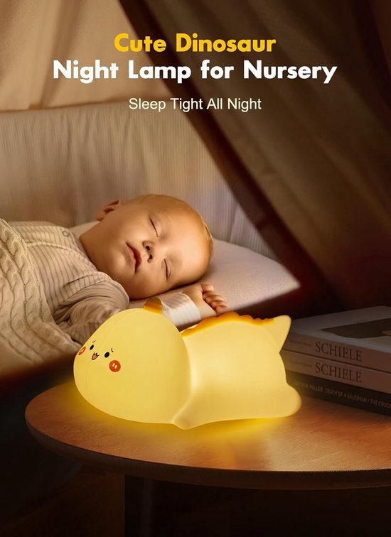 Dinosaurus Nachtlampje-Nachtlampje-Nachtlampje Baby - nachtlampje Kinderen-Babykamer-Siliconen Nachtlampje-7 Kleuren Oplaadbaar Licht van Merkloos — afbeelding 4
