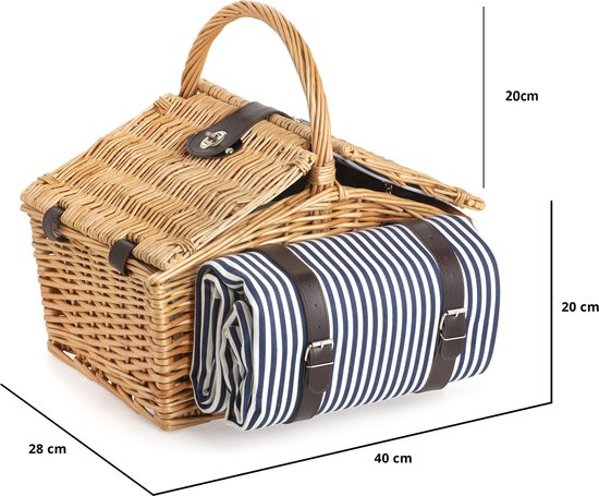 Panier de pique-nique complet Dutch Mountains - Deluxe pour 4 personnes, 24 pièces - avec linge et vaisselle pour 4 personnes