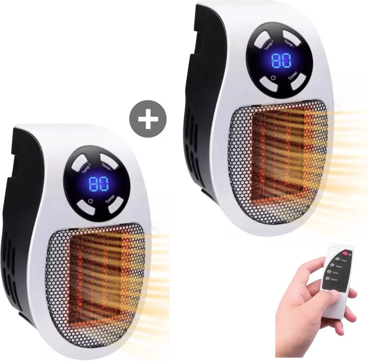 Qualitá ® Stopcontact Verwarming 2 stuks - Elektrische Kachel - Keramische Stopcontact Verwarming 500w - Wonder Heater - Plug In - Mini Kachel - Mini Heater - Badkamerkachel