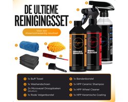 Car Care HPP Auto Was Set – Compleet Pakket met Ceramic Shampoo, Keramische Coating, Velgenreiniger, VelgenBorstel, Microvezeldroogdoek - Washandschoen -Bandenborstel - Auto wassen - Voor Grondige Auto Cleaning en Bescherming