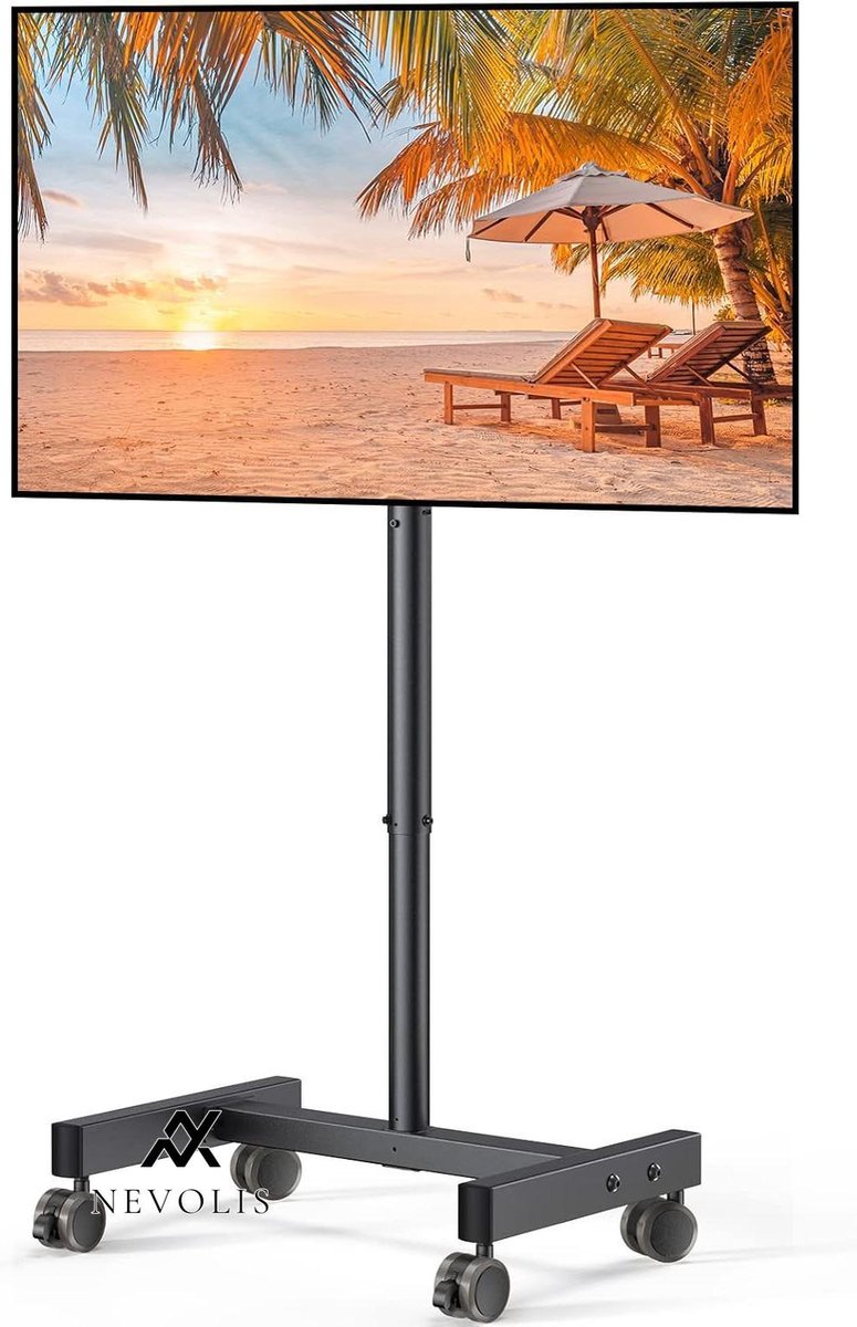 Nevolis TV Stand Roll-Up TV Trolley for 13-50 Inch TV with 30 Degree Tilt Universal TV Stand for LED/LCD/OLED TV Height Adjustable TV Stand Load Capacity 14 - Adjustable Height TV Stand - Tilt TV Stand .