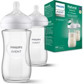 Bol.com Philips Avent Natural Response Glazen Babyflessen 240 ml – Flow 3- 2 flessen aanbieding