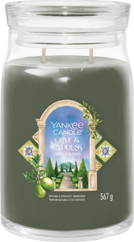 Yankee Candle - Olive & Cypress Large Jar Geurkaars - 90 branduren - twee lonten