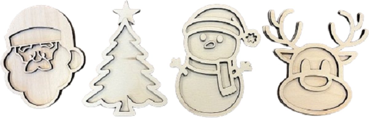 Speelvormen set kerstman, kerstboom, rendier en sneeuwpop - Kerst - Sensomotorische speelvorm