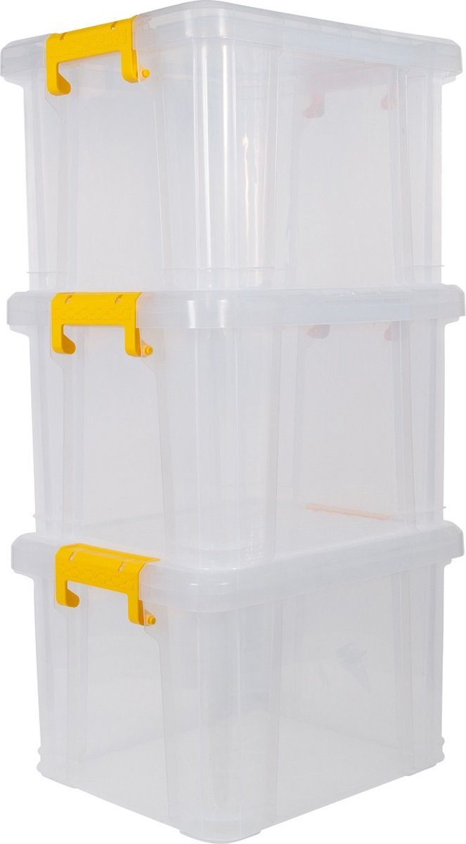 TIJDELIJKE SETPRIJS: 3pack Doorzichtige opslagbak 35L | Bewaardoos | Opbergbox