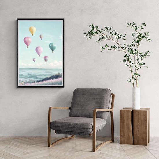 Affiche de montgolfière | Affiche pastel | Affiche Aventure | Affiche de voyage | Affiche douce | Affiche colorée | Affiche d'été | Affiche aérienne | 50x70cm | Décoration murale | Affiche murale | S4554 | Convient pour l'encadrement