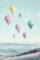 Affiche de montgolfière | Affiche pastel | Affiche Aventure | Affiche de voyage | Affiche douce | Affiche colorée | Affiche d'été | Affiche aérienne | 50x70cm | Décoration murale | Affiche murale | S4554 | Convient pour l'encadrement