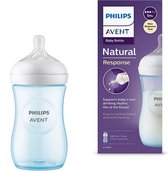 Bol.com Philips Avent Natural Response Babyfles – 260 ml – Flow 3 – Blauw- 1 fles aanbieding