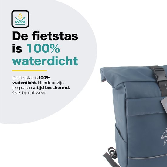 De fietsstas is 100% waterdicht.
