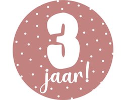 20 Stickers 3 Jaar Roze - verjaardag - peuter - traktatie - kinderdagverblijf - gastouder - jarig - kind
