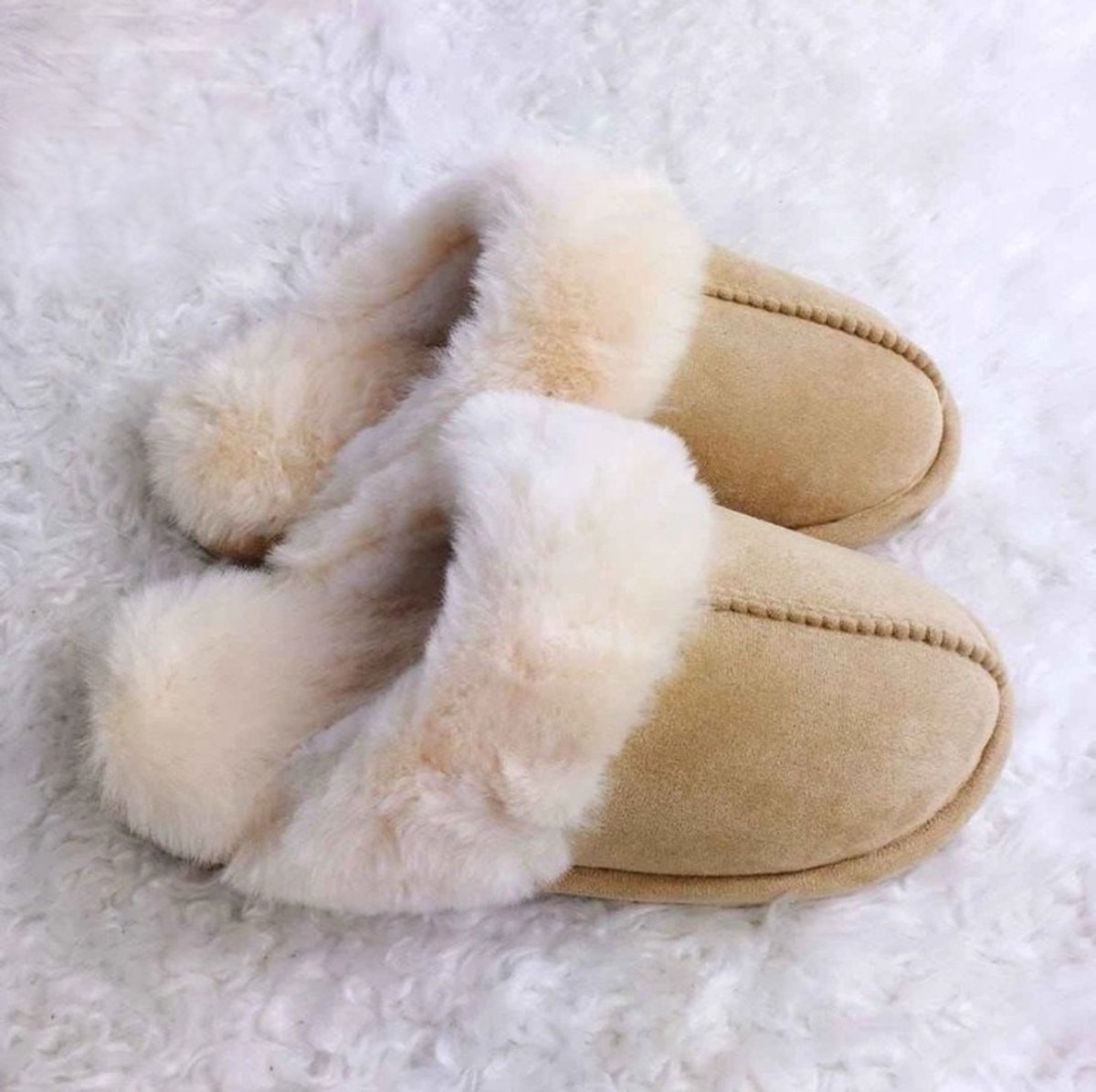 Without Lemon - Cozy Pantoffels - Pluche - Sloffen - Slippers - Warm - Zacht - Comfort - Indoor - Winter - Maat: 36/37 - Beige