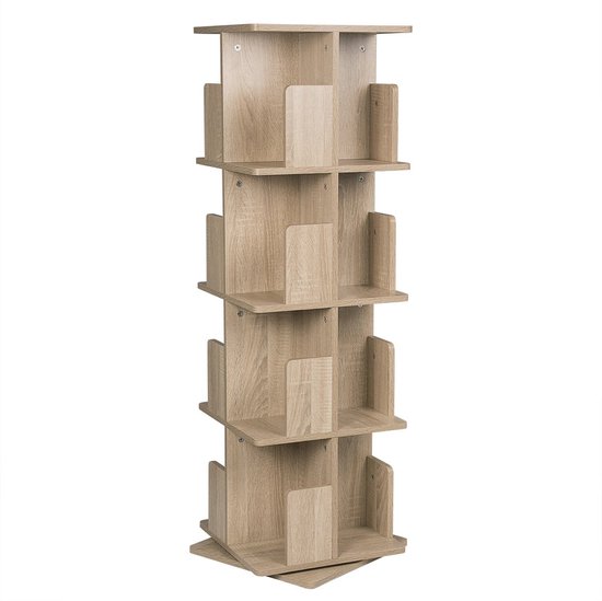 Draaibare Boekenplank voor Kinderen 360° Draaibare 2-5-Laags Boekenkasten Opbergrek voor Boeken en Speelgoed voor Woonkamer Slaapkamer Bibliotheek (Color : Wood, Size : Five