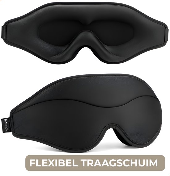 Napson® Luxe Slaapmasker 3D - 3D Ergonomisch - 100% Verduisterend - Traagschuim - Slaap Masker - Oog Masker - Mannen & Vrouwen