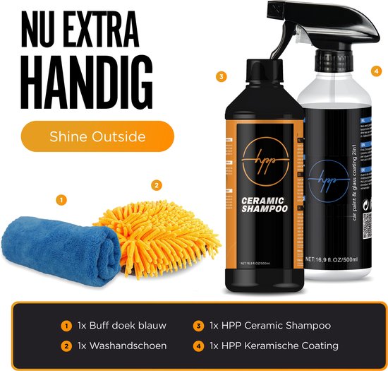 Car Care HPP Ceramic Wash & Protect set - Shampooing Ceramic - Lessive de voiture - Revêtement Ceramic - Ensemble de lavage de voiture - Forfait de nettoyage de voiture