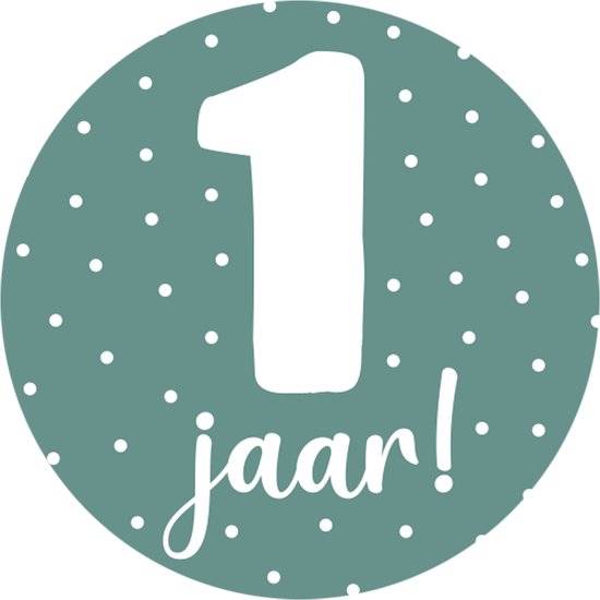 20 Stickers 1 Jaar Groen - verjaardag - dreumes - traktatie - kinderdagverblijf - gastouder - baby - jarig
