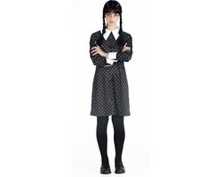 Ciao s.r.l Wednesday Addams Kostuum Dames Verkleedkleding Volwassenen Carnavalskleding Dames Halloween - Officiële licentie - Polyester - Zwart/Wit - 2-Delig Jurk/Pruik - Maat S