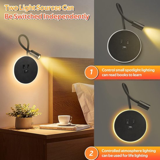 Wandlamp Flex USB zwart Artdelight