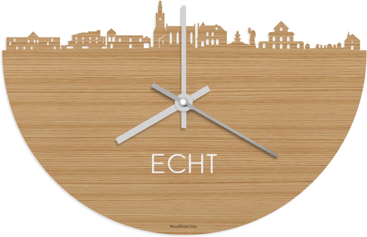 Skyline Klok Echt Bamboe hout - Ø 40 cm - Stil uurwerk - Wanddecoratie - Meer steden beschikbaar - Woonkamer idee - Woondecoratie - City Art - Steden kunst - Cadeau voor hem - Cadeau voor haar - Jubileum - Trouwerij - Housewarming - WoodWideCities