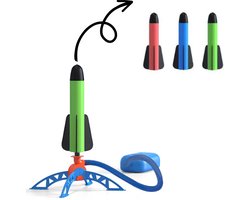 foto van Tozy Buitenspeelgoed Raket - Inclusief 3 raketten - Stampraket Speelgoed Tuin met - Vliegt tot wel 10 meter de lucht in - Vang- & Werpspellen - Buitenspeelgoed Jongens en Meisjes