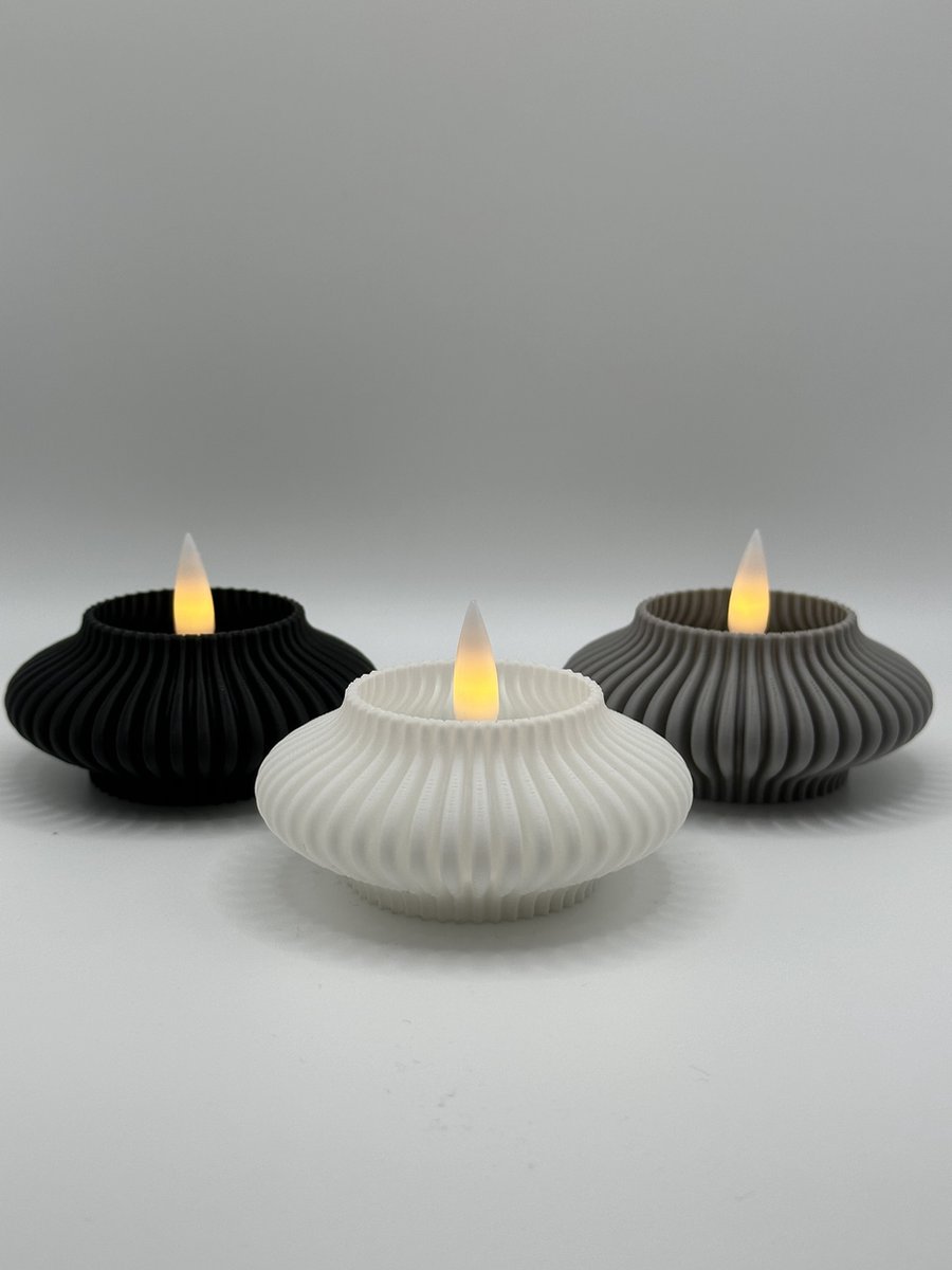 Ripple Tealight Holder - White - 3-Pack