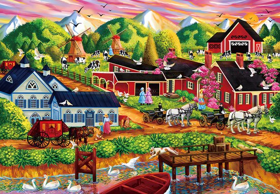 Sunnytoday Diamond Painting Vierkante steentjes - 50x70 cm - Boerderij - Complete set