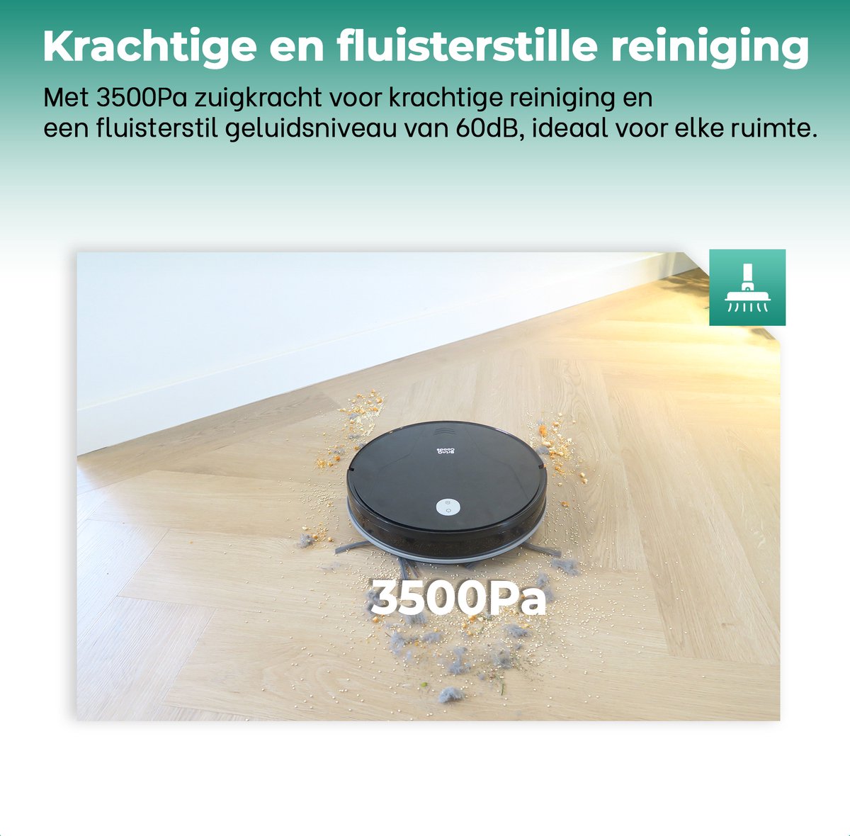 Afbeelding 3 van BrinQ Goods - Krachtige Robotstofzuiger Met Dweilfunctie - Met Laadstation - Dweilrobot - Met Afstandsbediening En App - Geschikt voor Huisdieren - Slimme Navigatie
