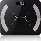 Weegschaal met Lichaamsanalyse 14x - Gehard Glas - Weegschaal Personenweegschaal Slim - App - Zwart - Silvergear