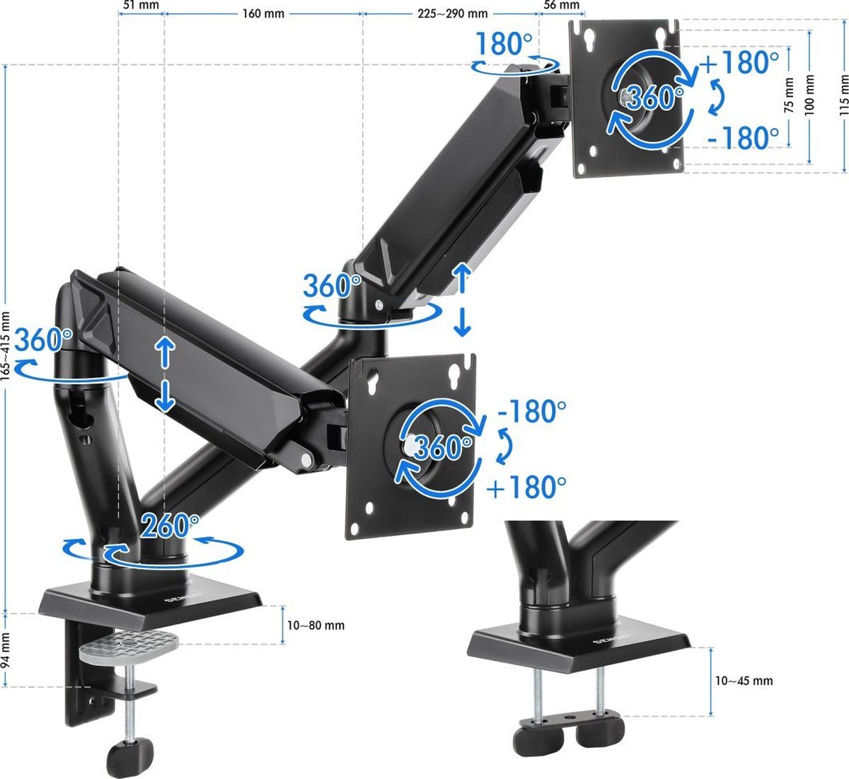 LG SENSE7 Dubbele Monitor Arm thumbnail 2