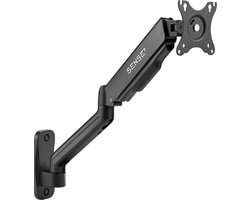 SENSE7 Monitor arm - Monitor Muurbeugel voor 17-32 Inch - Beugel 1 scherm - 180°, 360° rotatie - Universeel VESA 75 100 - Draaibaar en in hoogte verstelbaar - PIVOT-functie - Kabelgeleiders - Max. 9kg - Zwart