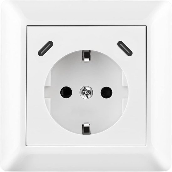 Power Delivery Quick Charge Stopcontact snellader USB-C/C PD 3.0 QC klassiek standaard inbouwwand compatibel met GIRA Jung Merten Busch Jaeger zuiver wit alpinewit smartphone tablet Power Delivery