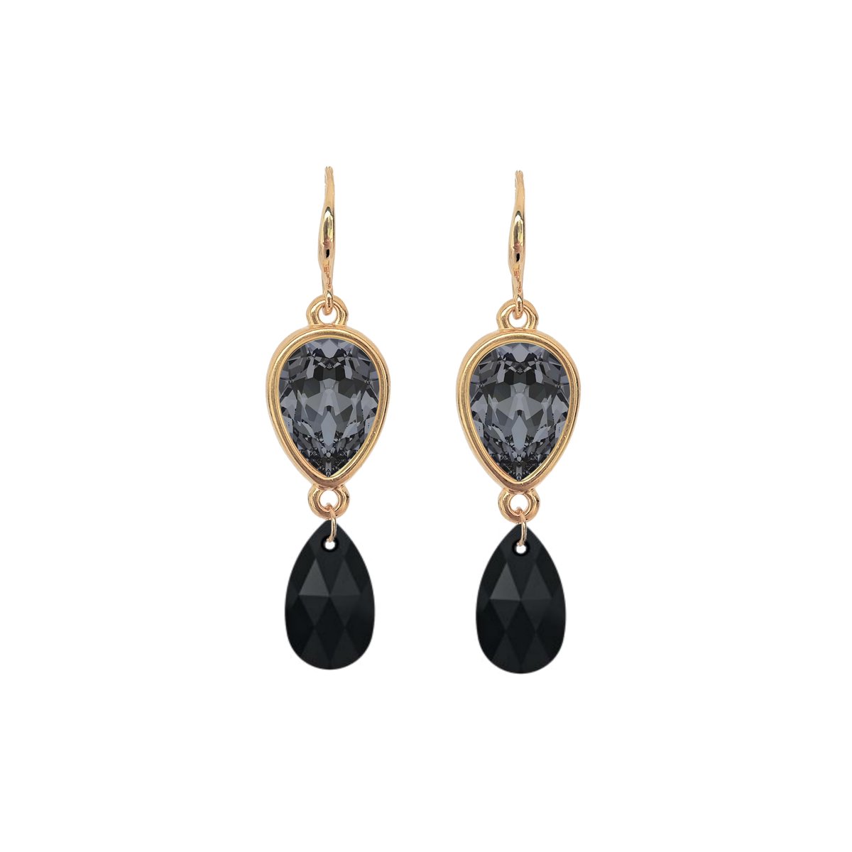 Party Black Jet Bling oorhangers - 18 karaats verguld