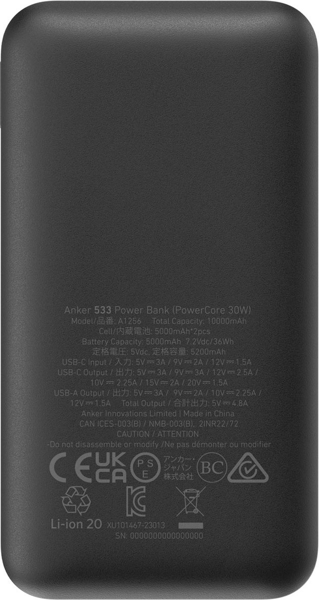 Anker 321 Power Bank (PowerCore 5K), 5200mAh Ultra-Compacte Draagbare Oplader, Compatibel met iPhone 13 en 12 Series, Samsung, Google Pixel, LG en meer (Adapter niet inbegrepen)(zwart